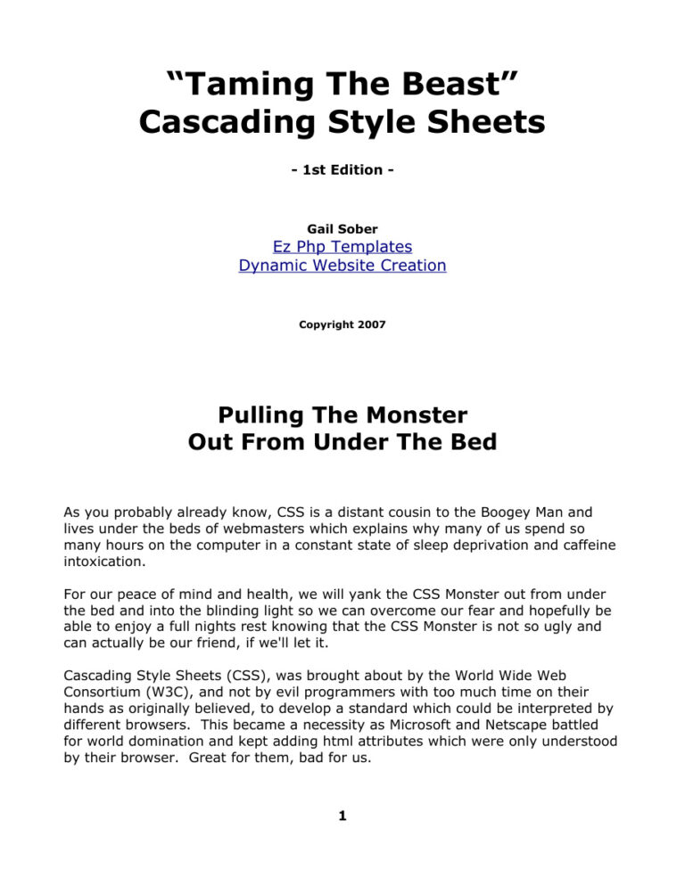 Taming the Beast: Cascading Style Sheets PDF Download – Unknown Author