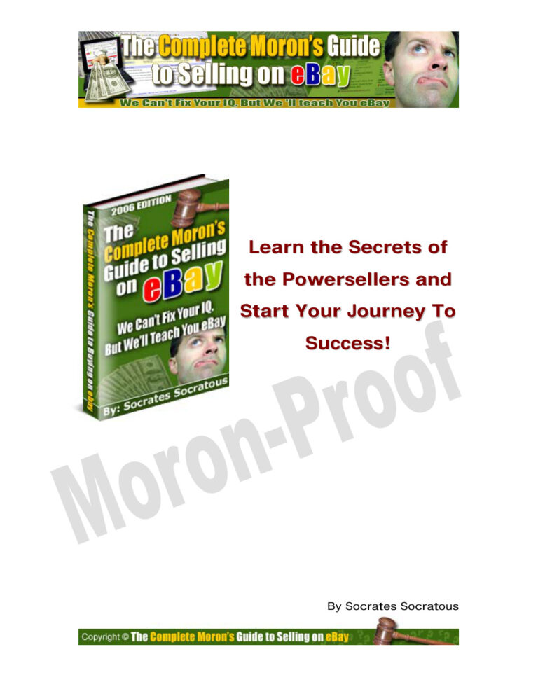 The Complete Moron’s Guide to Selling on eBay PDF Download – Unknown Author