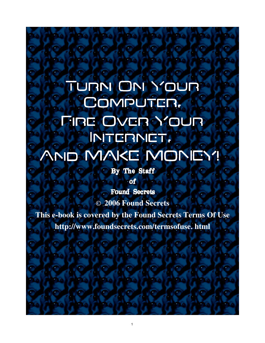 Turn on Your Computer, Fire over Your Internet and Make Money PDF Download
