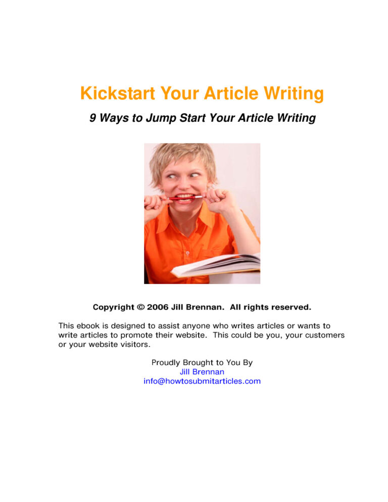 Kickstart Your Article Writing PDF Download – Unknown Author