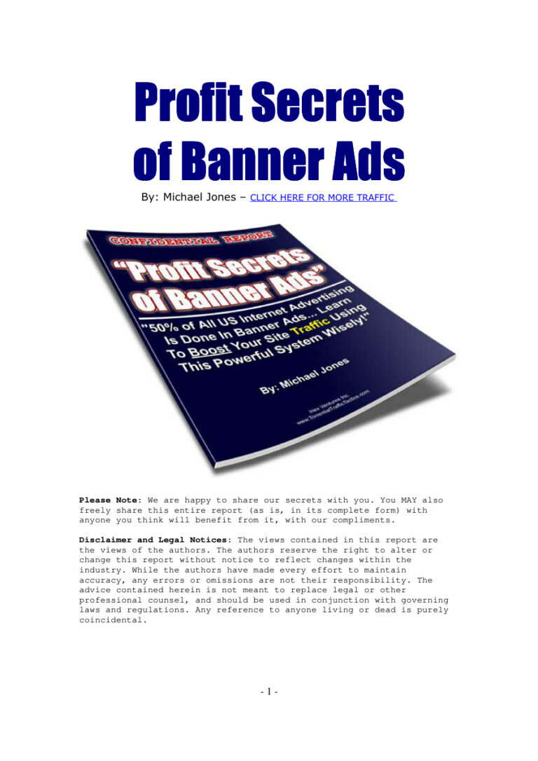Profit Secrets of Banner Ads PDF Download – Unknown Author