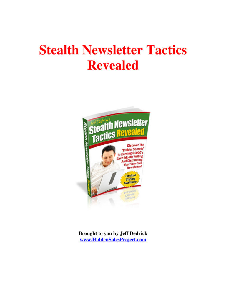 Stealth Newsletter Tactics Revealed PDF Download – Unknown Author