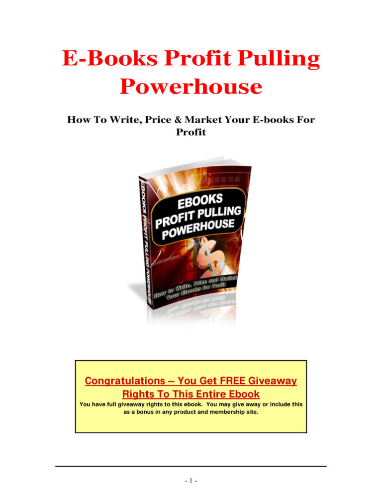 E-books Profit Pulling Powerhouse PDF Download – Unknown Author