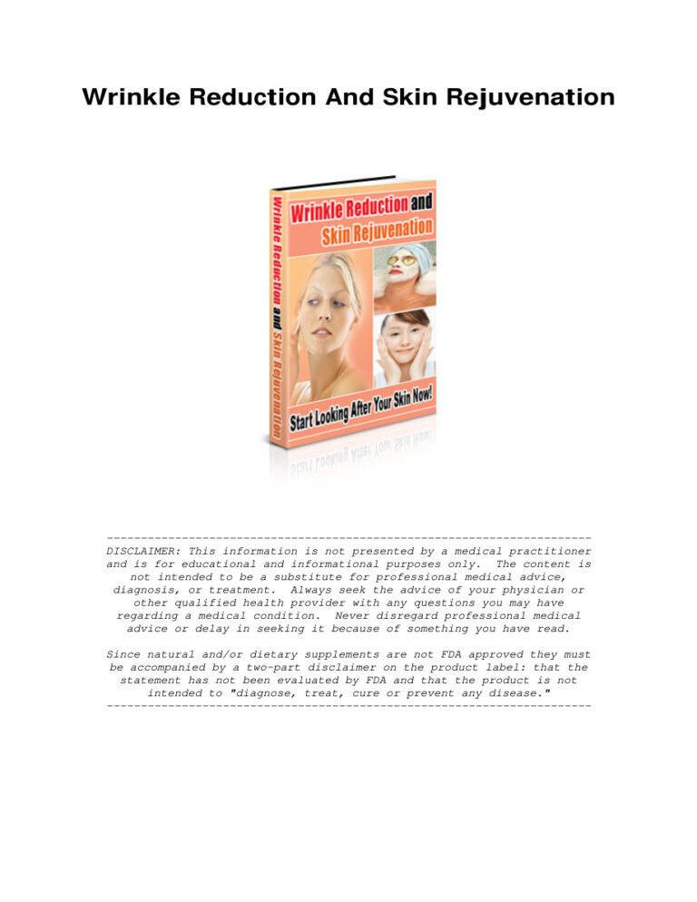 Wrinkle Reduction and Skin Rejuvenation PDF Download – Unknown Author