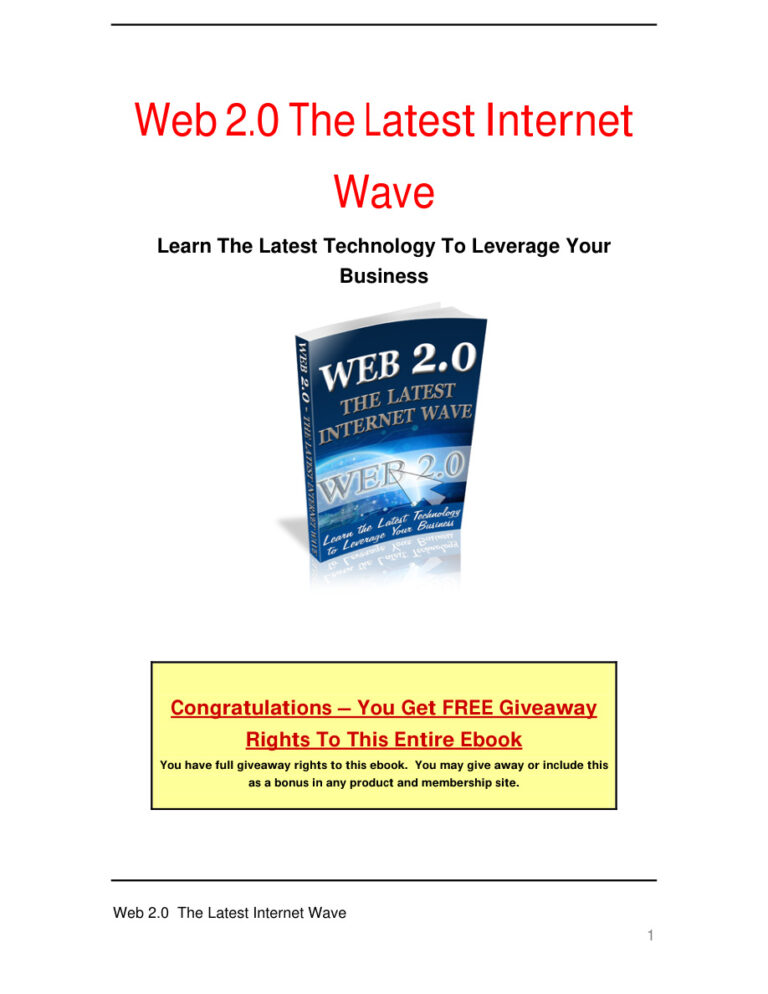 Web 2.0: The Latest Internet Wave PDF Download – Unknown Author