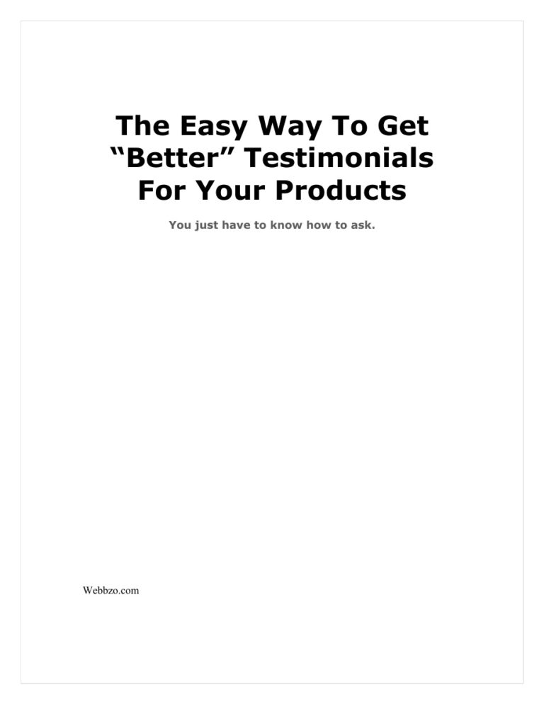 The Easy Way to Get Better Testimonials for Your Products PDF Download – Unknown Author