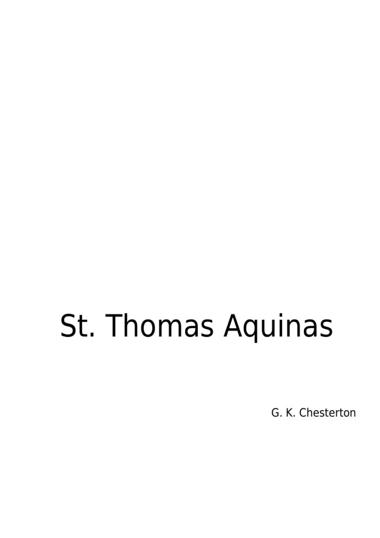 St. Thomas Aquinas PDF Download – G. K. Chesterton