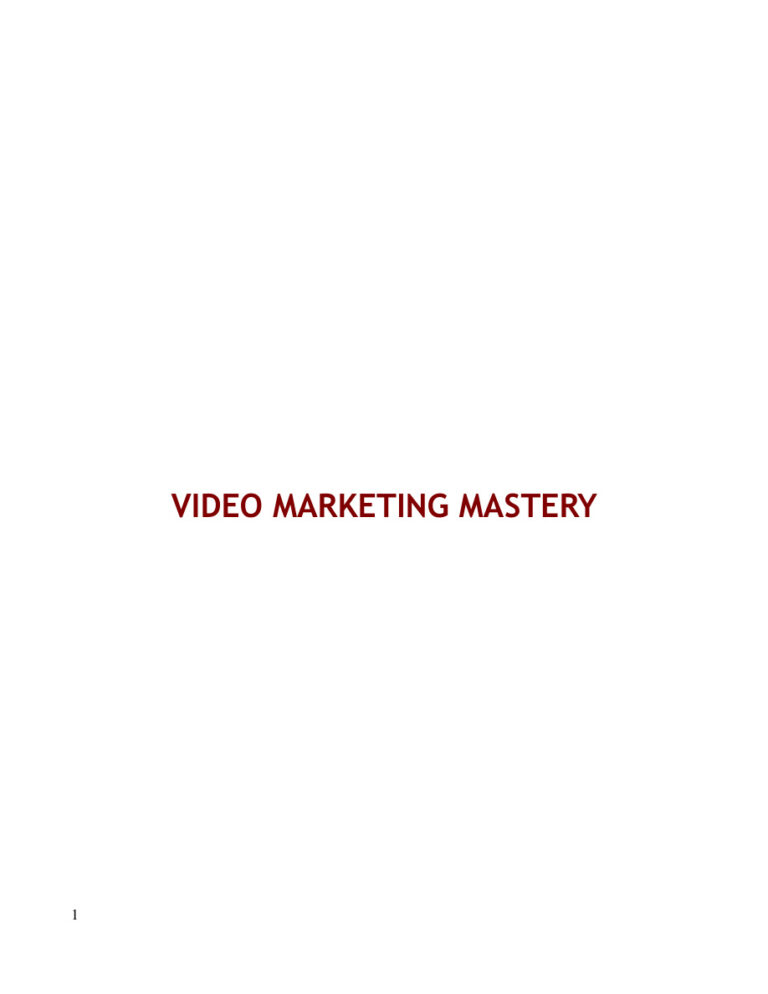 Video Marketing Mastery Report PDF Download – Unknown Author