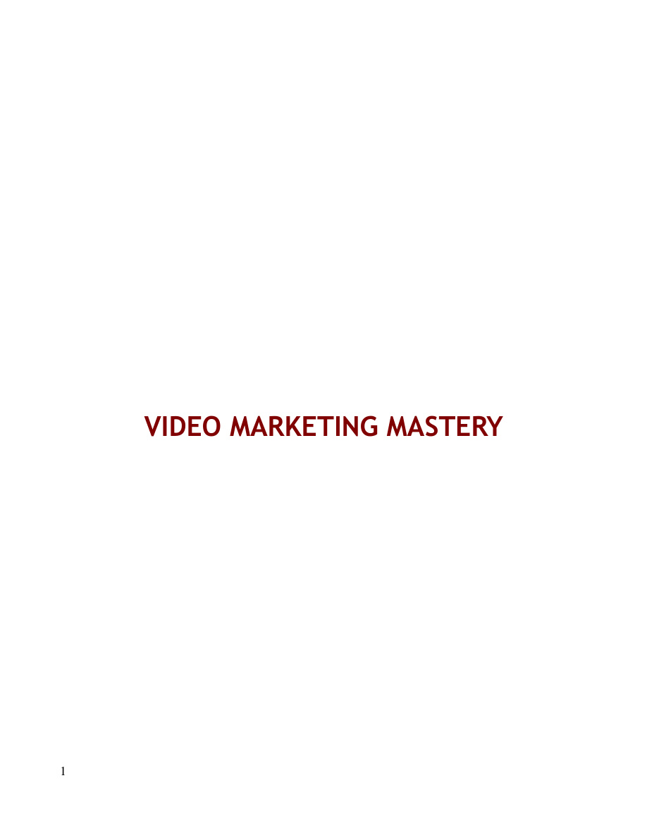 Video Marketing Mastery Report PDF Download