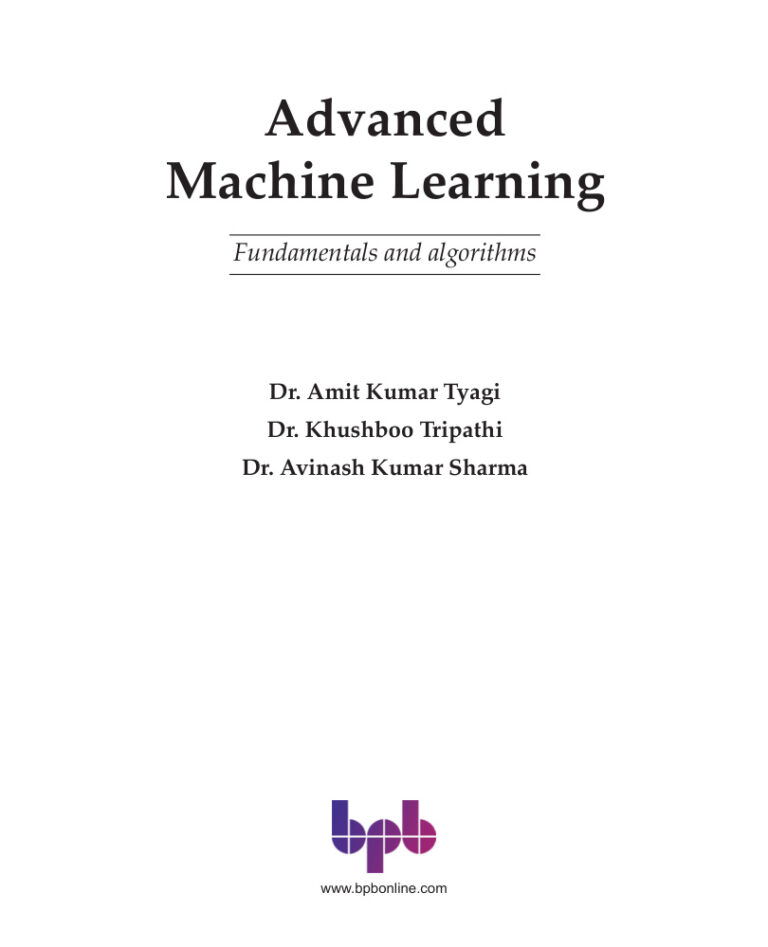 Advanced Machine Learning PDF – Dr Amit Kumar Tyagi