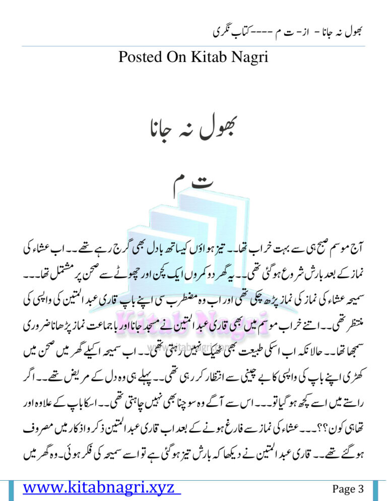 Bhool Na Jana مٹی کا پتہ نہیں۔ Urdu Edition Te Meem Kitap Kapağı