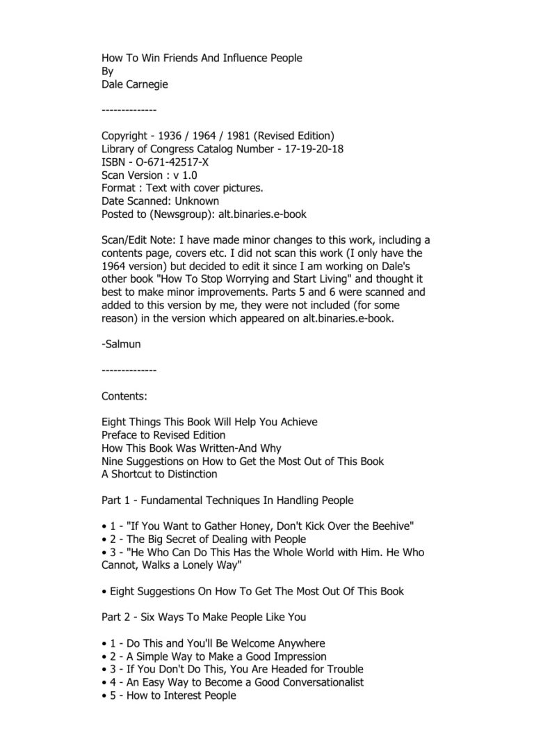 How to Win Friends and Influence People PDF – Dale Carnegie
