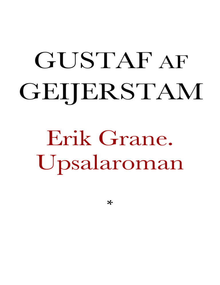 Erik Grane Upsalaroman Swedish Edition Geijerstam Gustaf af Kitap Kapağı
