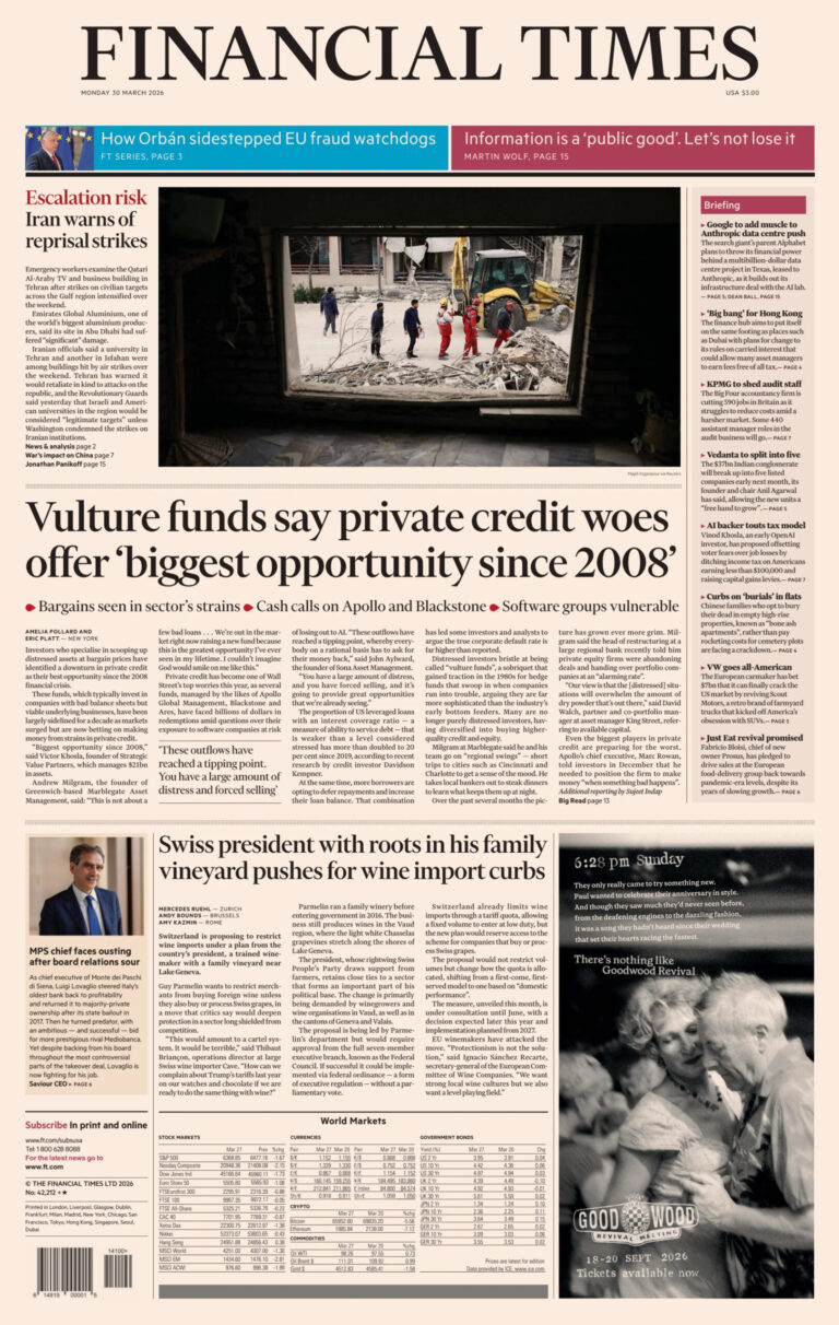 Financial Times USA – 30 March 2026 PDF – Financial Times USA