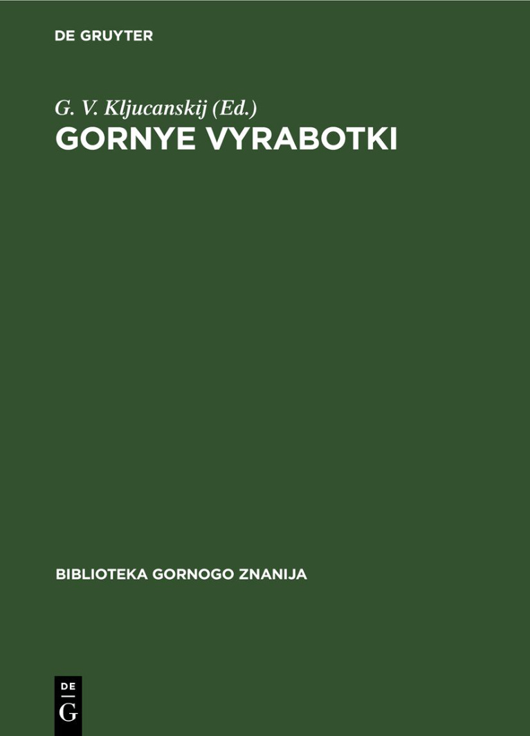 Gornye vyrabotki Russian Edition G V Kljucanskij Kitap Kapağı