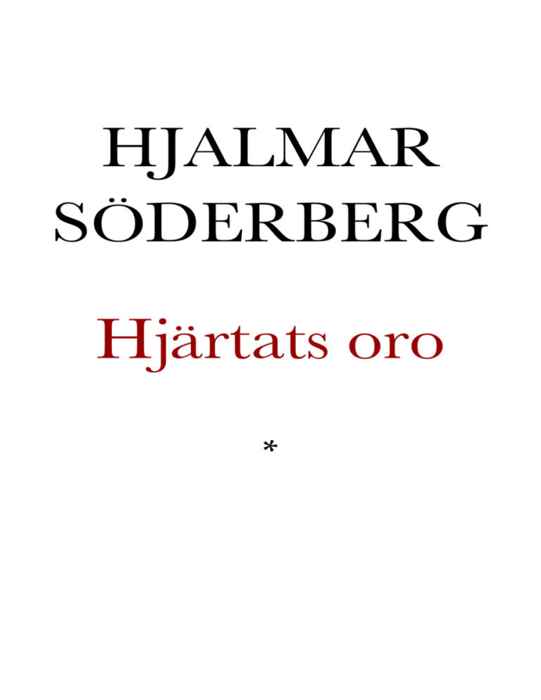 Hjartats oro Soderberg Hjalmar Kitap Kapağı