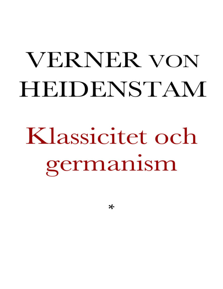 Klassicitet och germanism Heidenstam Verner von Kitap Kapağı