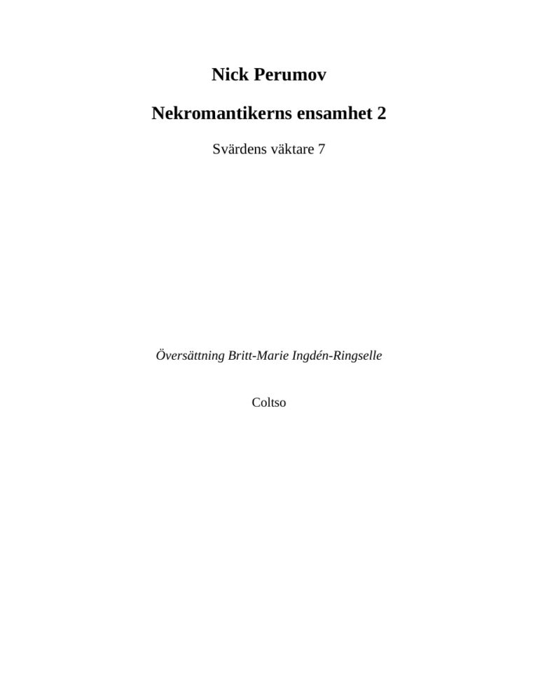 Nekromantikerns ensamhet 2 Nick Perumov Kitap Kapağı