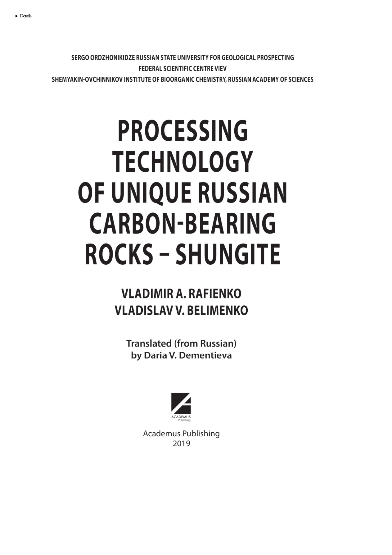 PROCESSING TECHNOLOGY OF UNIQUE RUSSIAN CARBON-BEARING ROCKS-SHUNGITE PDF Download