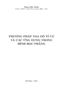 Phuong phap toa do ti cu va cac ung dung trong hinh hoc phang Vietnamese Edition Phan Duc Minh Kitap Kapağı