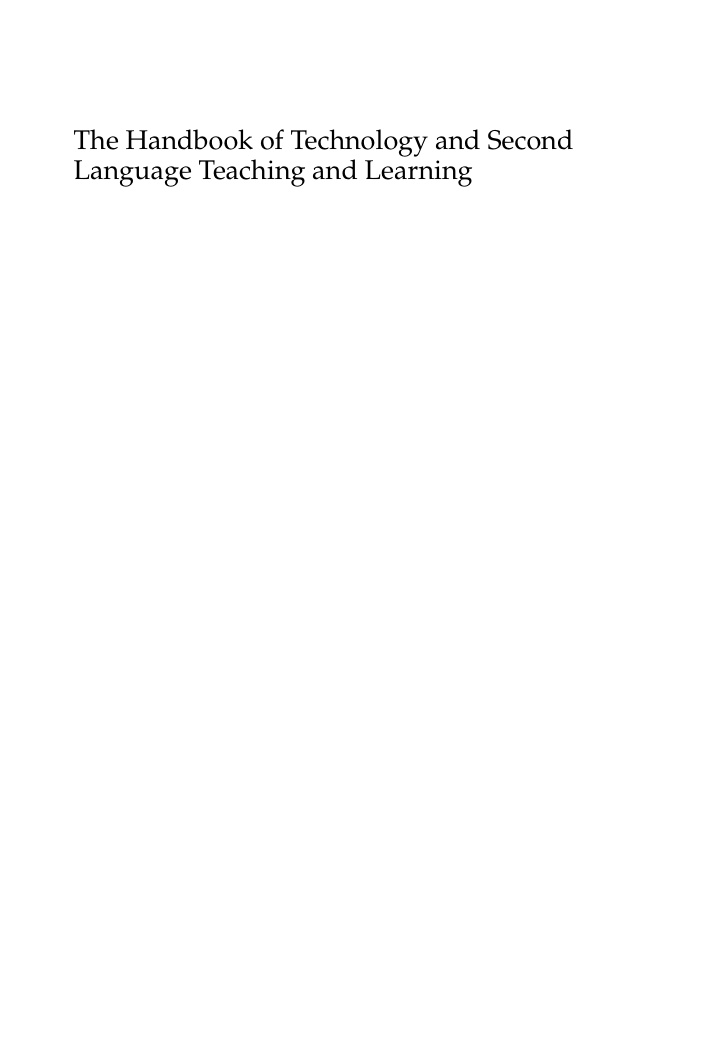 The Handbook of Technology and Second Language Teaching and Learning PDF – Carol A Chapelle