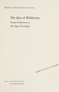 The Idea of Wilderness Max Oelschlaeger Kitap Kapağı