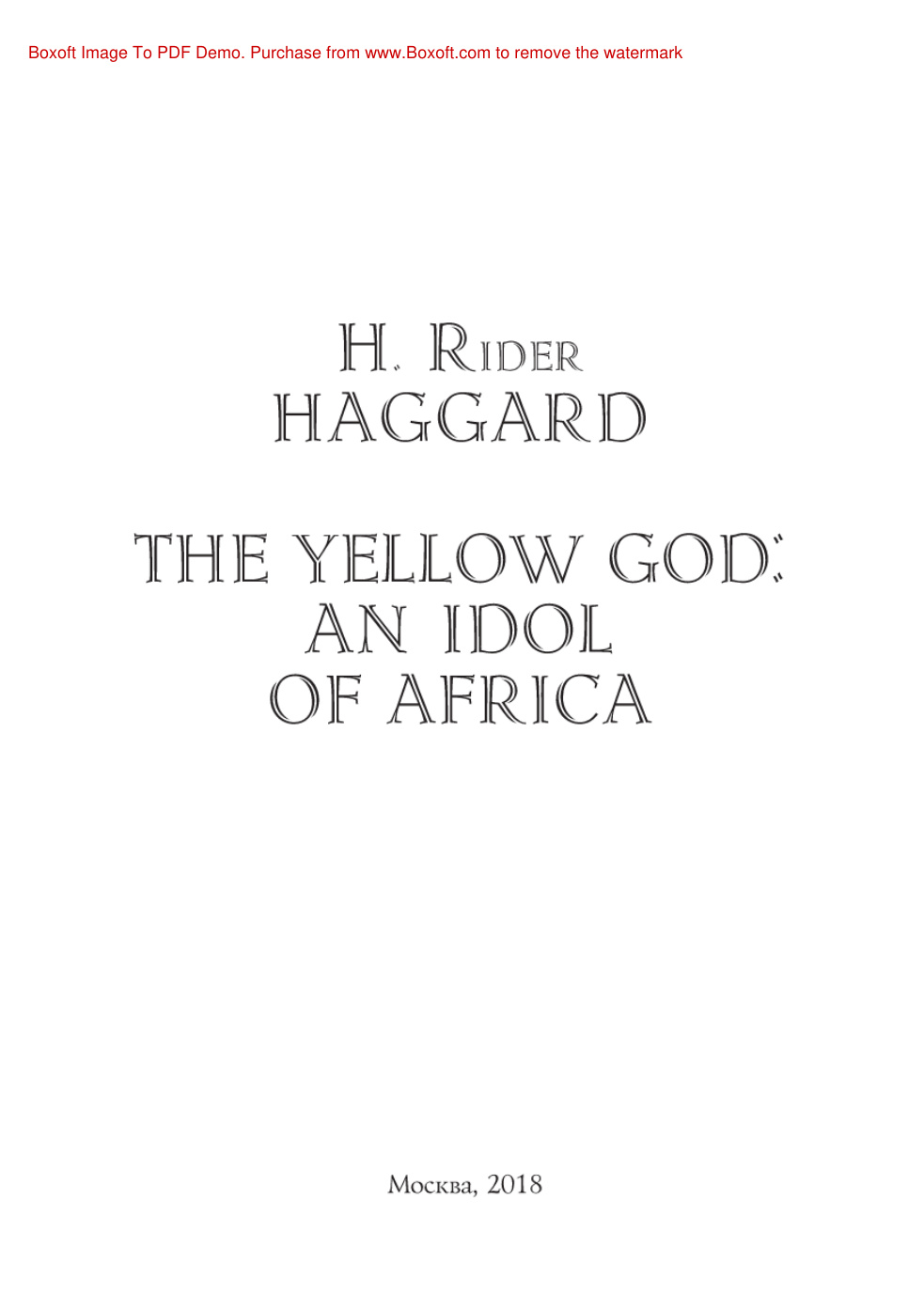 The Yellow God PDF Download