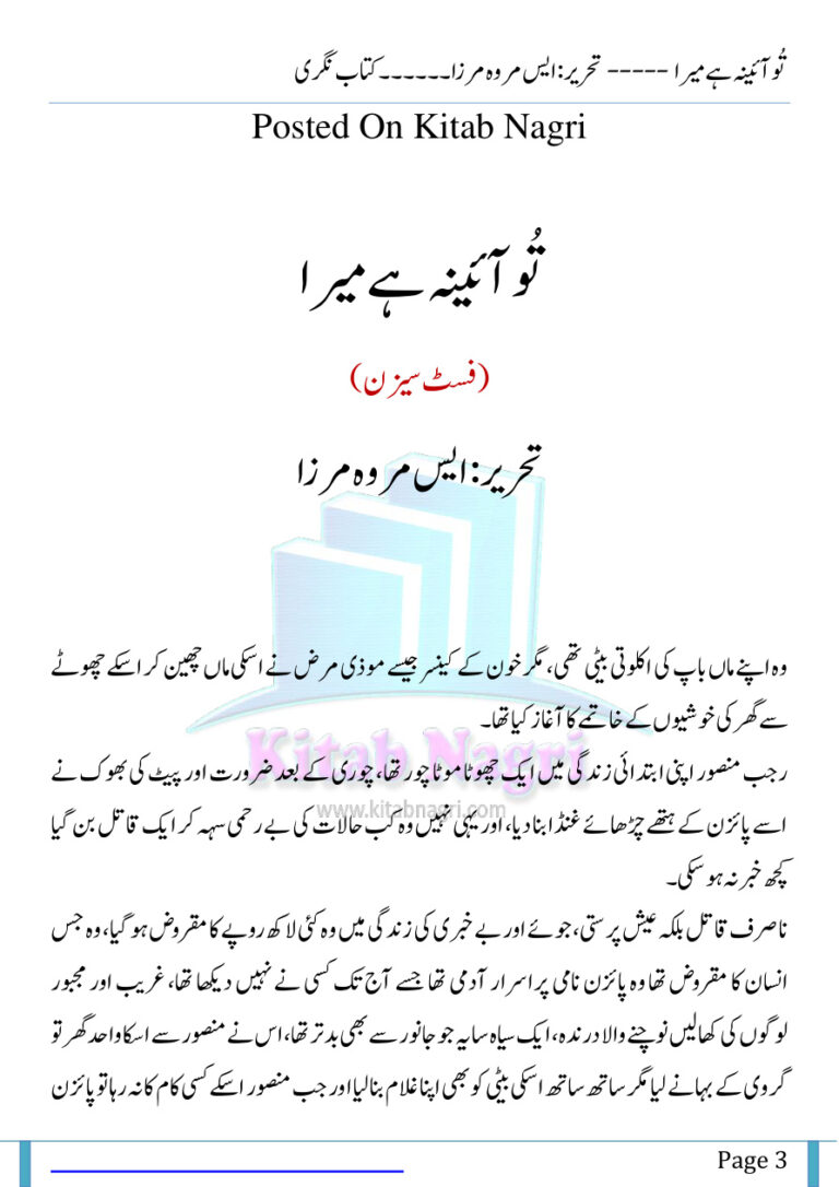 Tu Aaina Hai Mera تم میرے ہو Urdu Edition S Merwa Mirza Kitap Kapağı