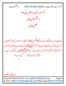 Tu Samandar Main Sahilon Ki Hawa تم سمندر میں ہوا ہو۔ Urdu Edition Tania Tahir Kitap Kapağı