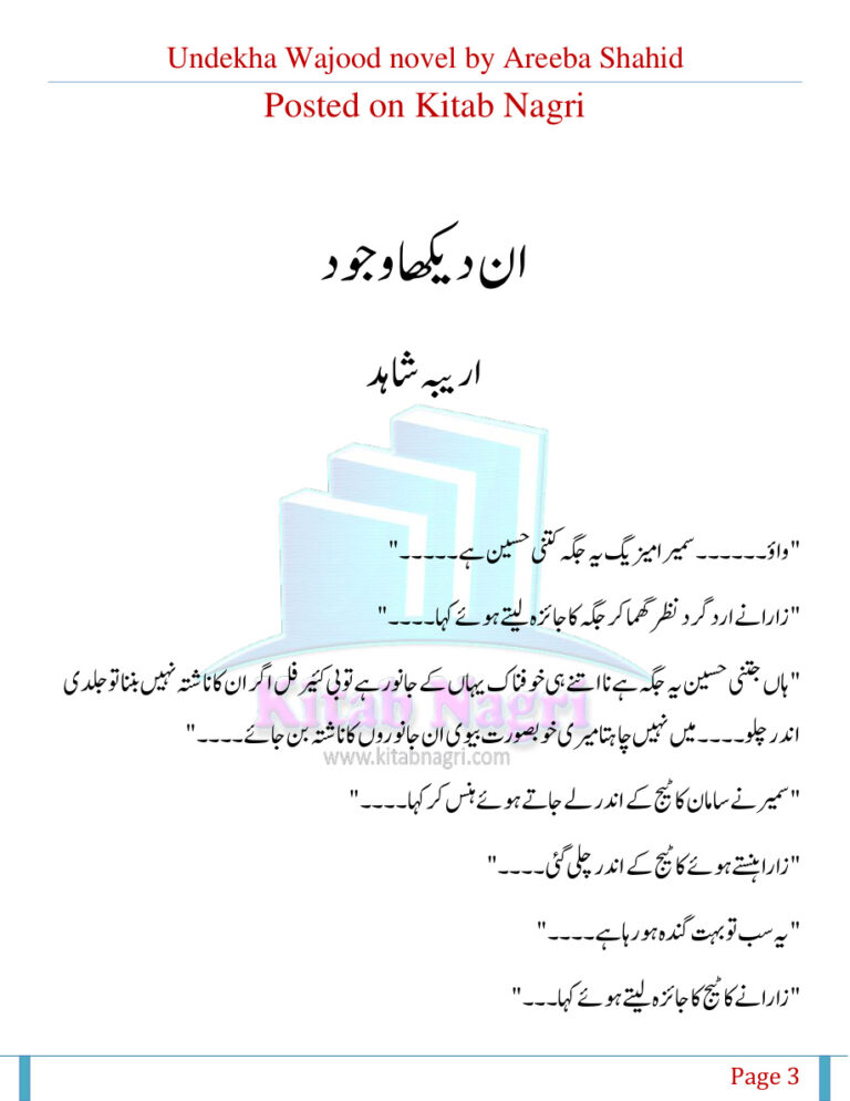 Undekha Wajood اندیکھا وجود Urdu Edition Areeba Shahid Kitap Kapağı