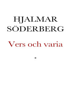 Vers och varia Soderberg Hjalmar Kitap Kapağı