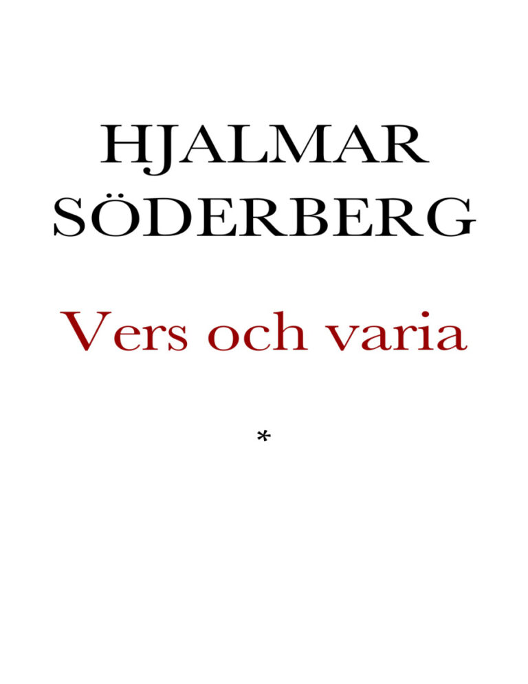 Vers och varia Soderberg Hjalmar Kitap Kapağı