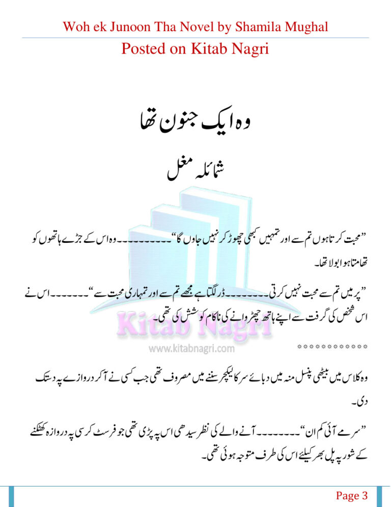 Woh Ek Junoon Tha جو ایک جنون تھا۔ Urdu Edition Shamila Mughal Kitap Kapağı
