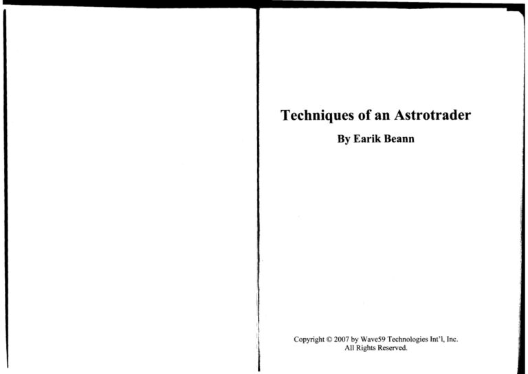 Techniques of an Astrotrader PDF – Earik Beann