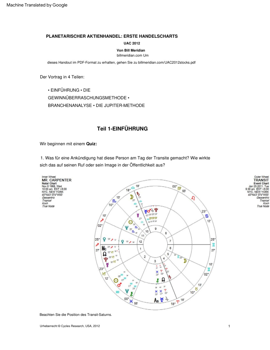 Bill Meridian's Planetary Stock Trading