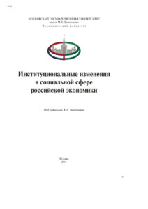 Институциональные изменения в социальной сфере российской экономики Russian Edition Тамбовцев Виталий Леонидович Kitap Kapağı