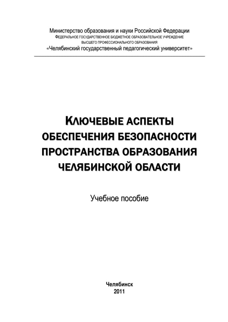Ключевые аспекты обеспечения безопасности пространства образования Челябинской области Russian Edition Гнатышина Kitap Kapağı