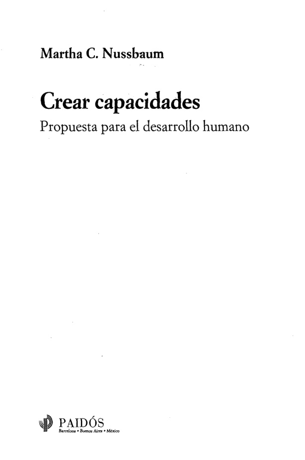 Crear capacidades Spanish Edition Martha Craven Nussbaum Kitap Kapağı