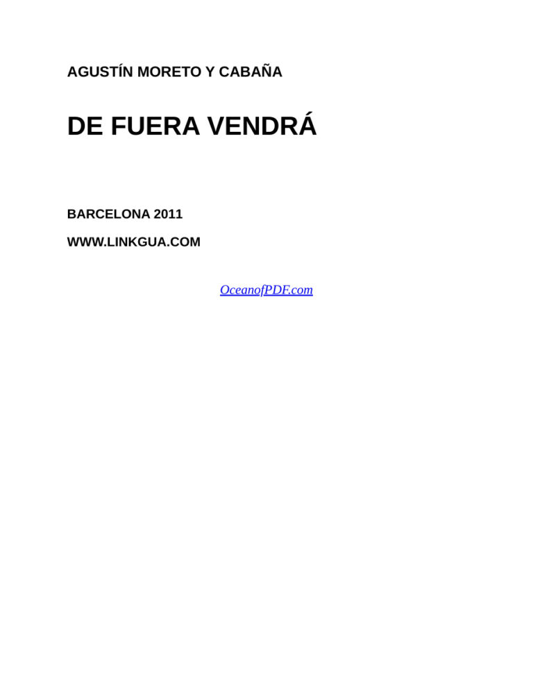 De fuera vendra Spanish Edition Agustin Moreto y Cabana Kitap Kapağı