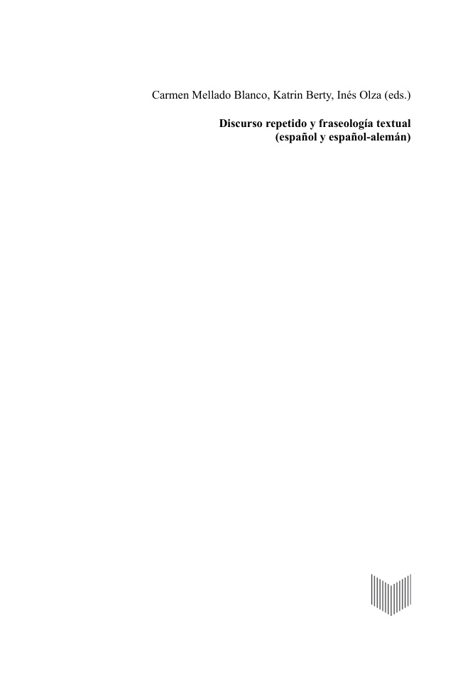 Discurso repetido y fraseologia textual Spanish Edition Carmen Mellado Blanco Kitap Kapağı