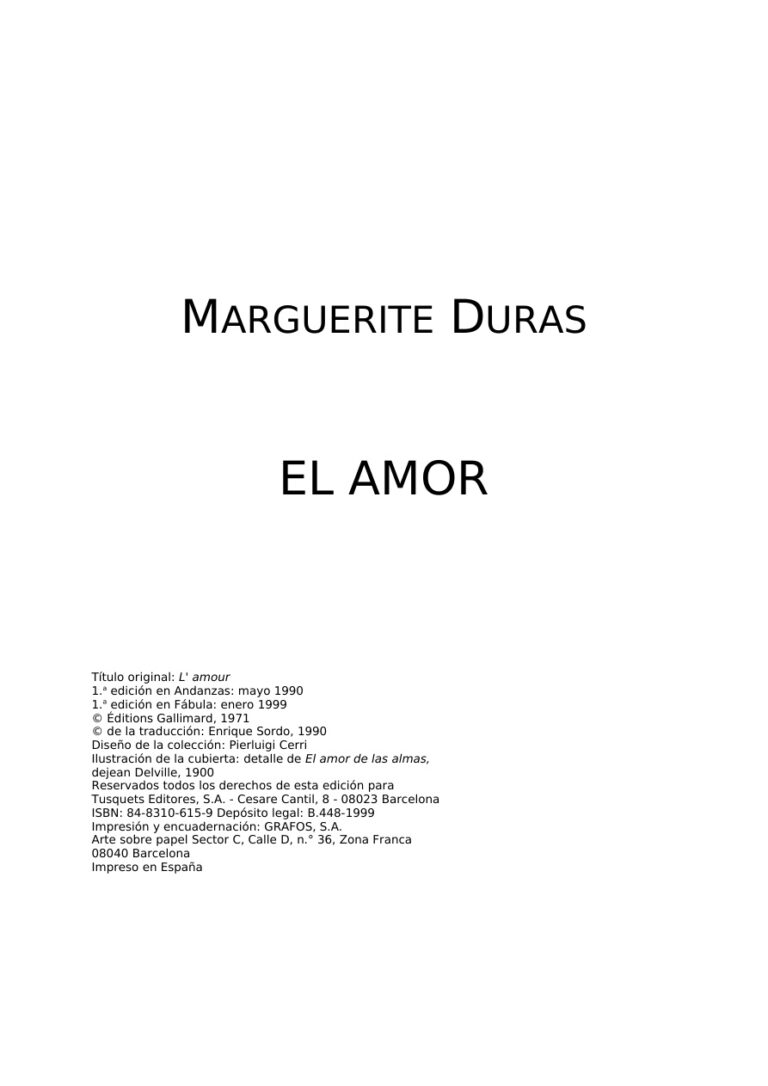 El Amor Spanish Edition Duras Marguerite Kitap Kapağı