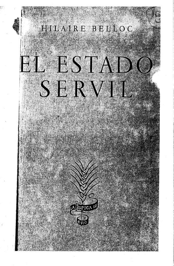 El Estado Servil Spanish Edition Hilarie Belloc Kitap Kapağı