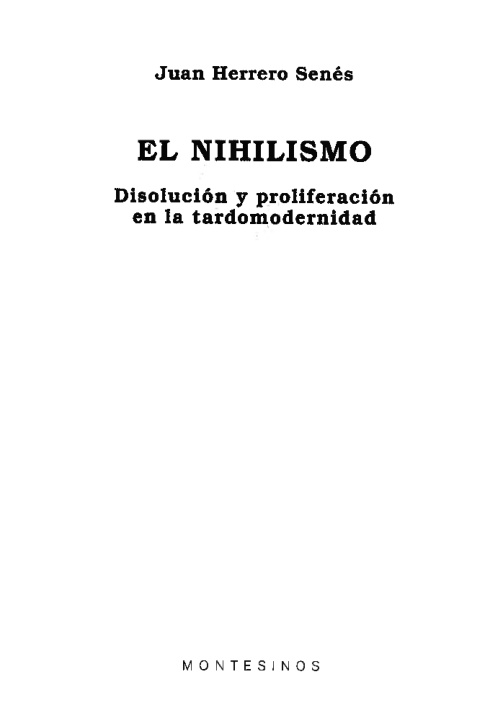 El Nihilismo Spanish Edition Juan Herrero Senes Kitap Kapağı