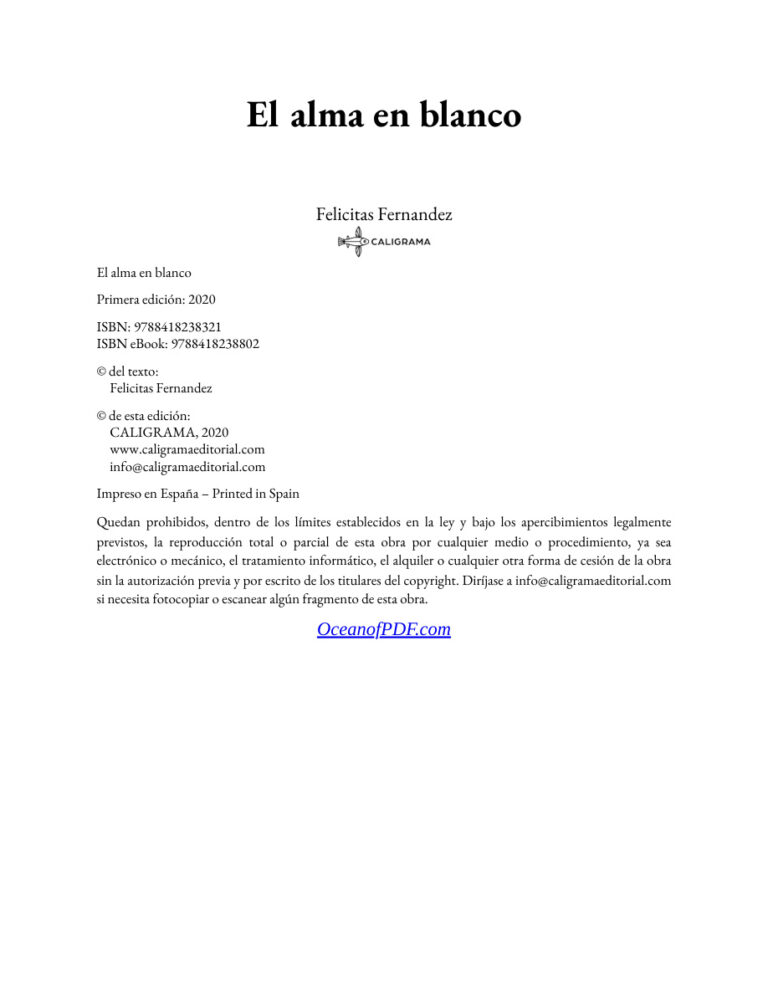 El alma en blanco Spanish Edition Felicitas Fernandez Kitap Kapağı