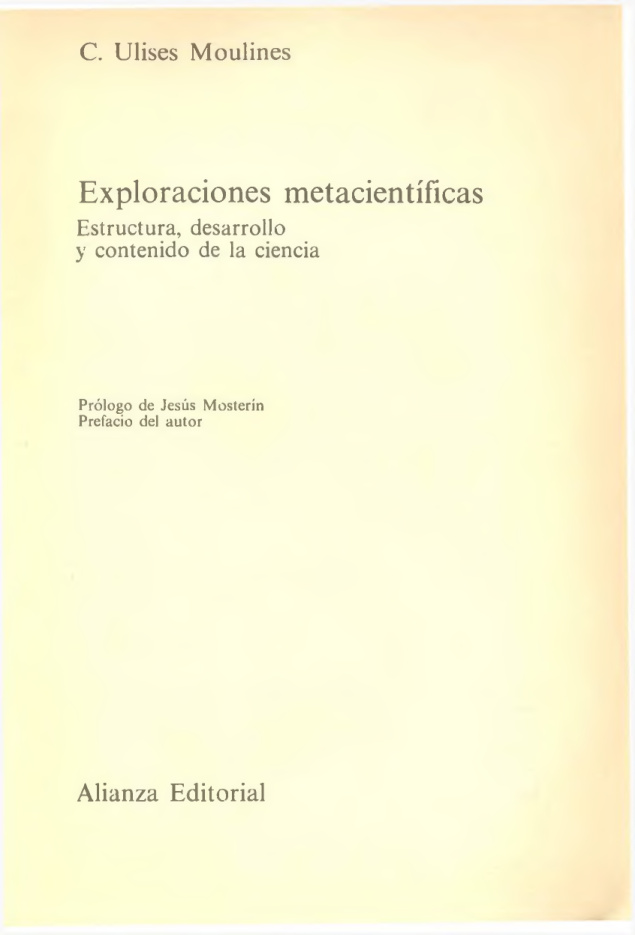 Exploraciones metacientificas Spanish Edition Carles Ulises Moulines Kitap Kapağı