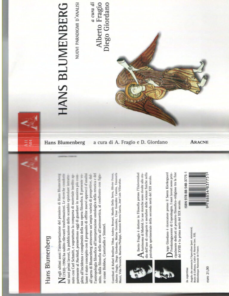 Hans Blumenberg Nuovi paradigmi danalisi Spanish Edition Alberto Fragio Kitap Kapağı