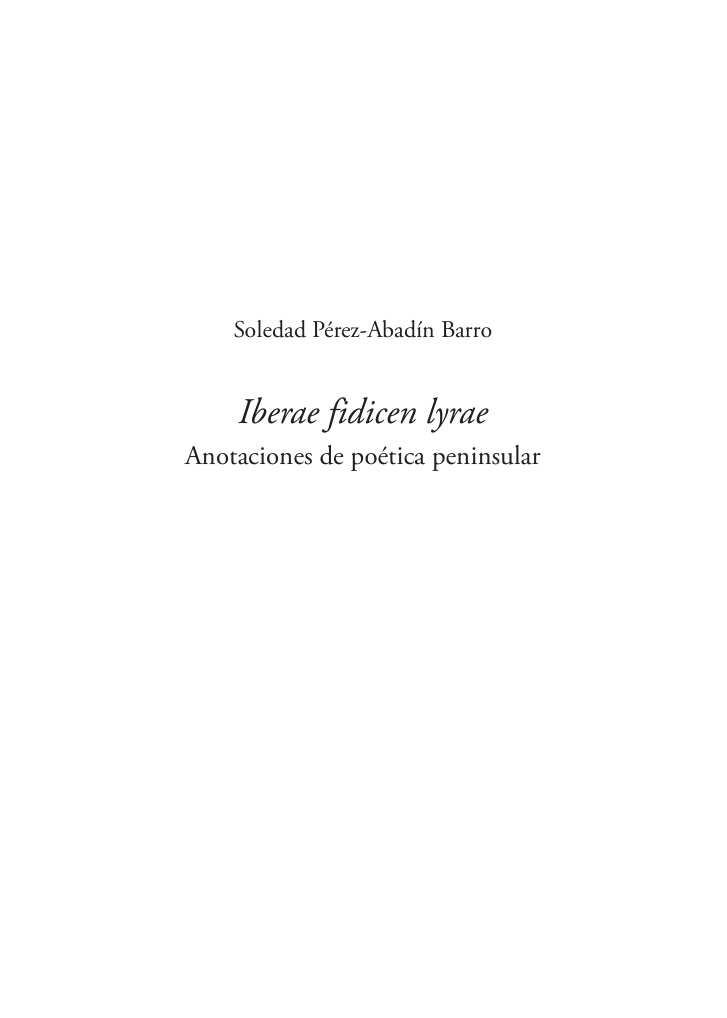 Iberae fidicen lyrae Anotaciones de poetica peninsular Spanish Edition Soledad Perez Abadin Barro Kitap Kapağı