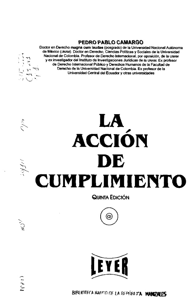 La accion de cumplimiento Spanish Edition Pedro Pablo Camargo Kitap Kapağı