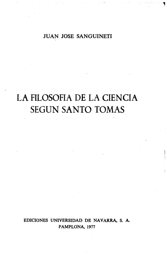 La filosofia de la ciencia segun Santo Tomas Spanish Edition Juan Jose Sanguineti Kitap Kapağı