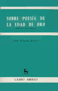 Sobre poesia de la Edad de Oro Spanish Edition Jose Manuel Kitap Kapağı
